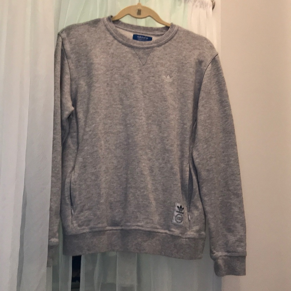 Gray Adidas Sweatshirt Crewneck w/ Zipper Pockets